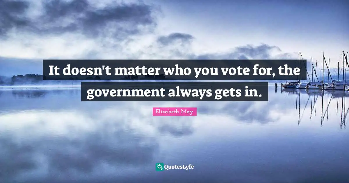 It doesn't matter who you vote for, the government always gets in.