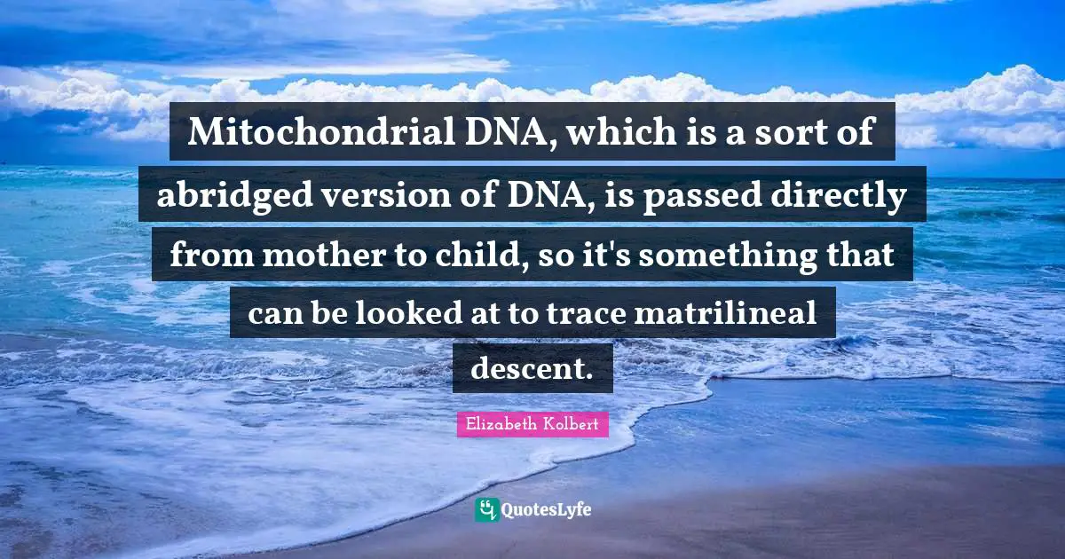 Mitochondrial DNA, which is a sort of abridged version of DNA, is passed directly from mother to child, so it's something that can be looked at to trace matrilineal descent.