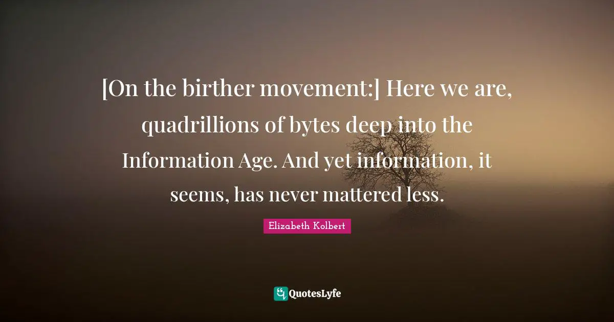 [On the birther movement:] Here we are, quadrillions of bytes deep into the Information Age. And yet information, it seems, has never mattered less.