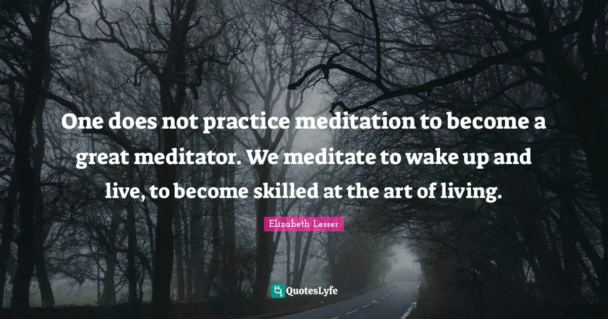 One does not practice meditation to become a great meditator. We meditate to wake up and live, to become skilled at the art of living.