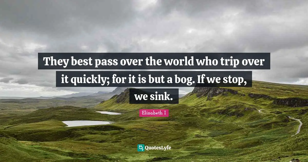 They best pass over the world who trip over it quickly; for it is but a bog. If we stop, we sink.