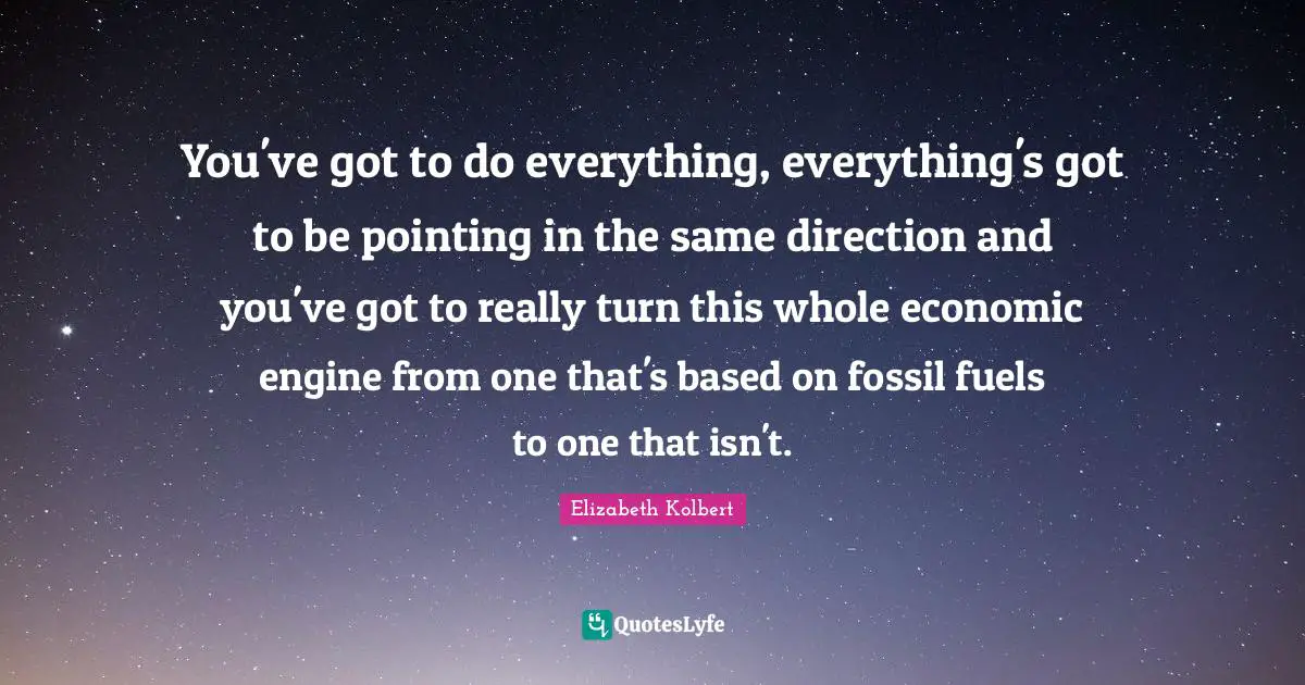 You've got to do everything, everything's got to be pointing in the same direction and you've got to really turn this whole economic engine from one that's based on fossil fuels to one that isn't.