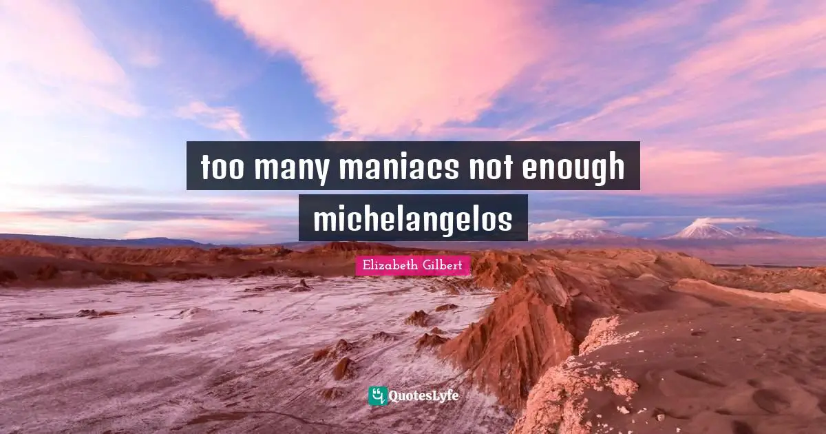 too many maniacs not enough michelangelos
