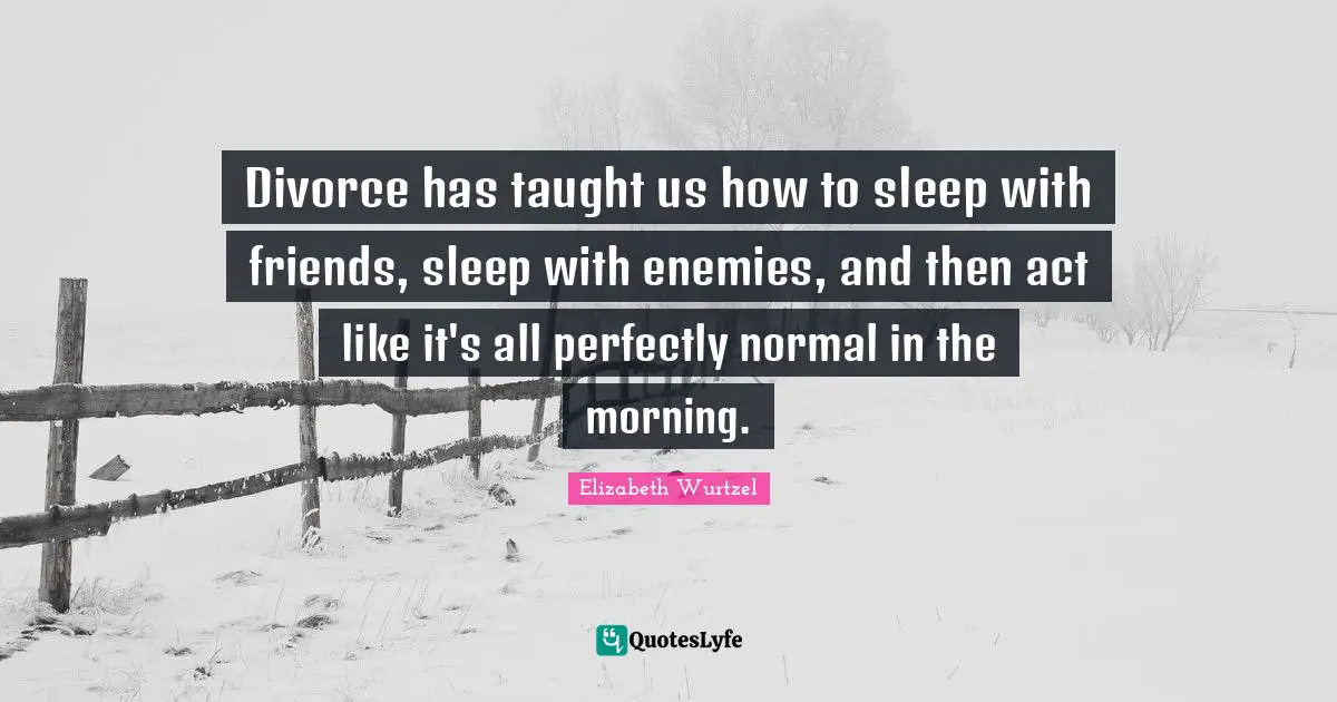 Divorce has taught us how to sleep with friends, sleep with enemies, and then act like it's all perfectly normal in the morning.