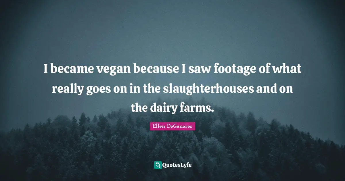 I became vegan because I saw footage of what really goes on in the slaughterhouses and on the dairy farms.
