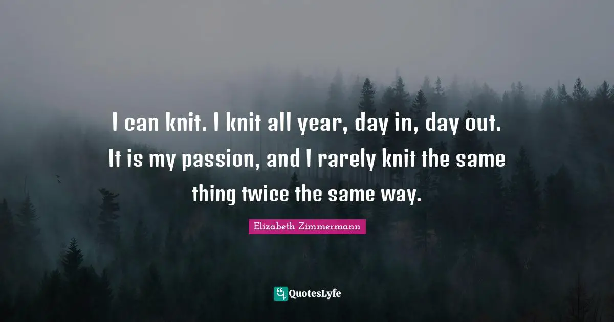 I can knit. I knit all year, day in, day out. It is my passion, and I rarely knit the same thing twice the same way.