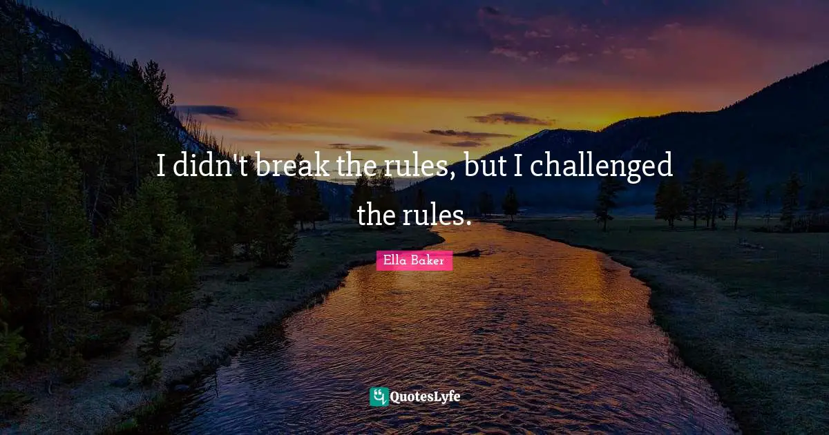I didn't break the rules, but I challenged the rules.