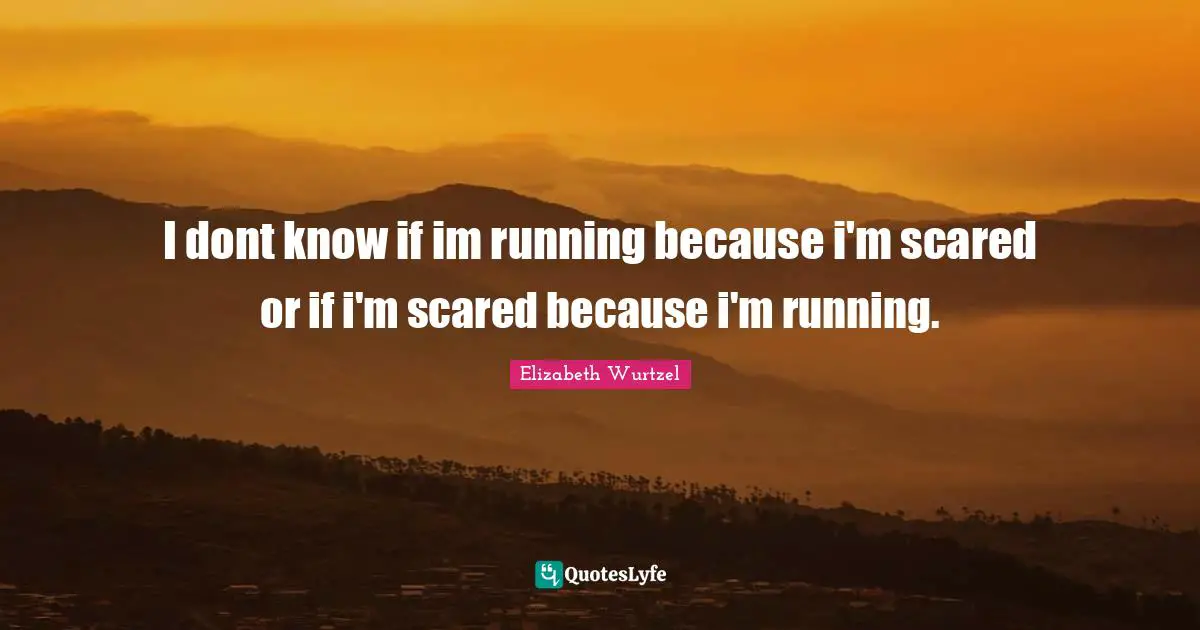 Elizabeth Wurtzel Quotes: "I dont know if im running because i'm scared or if i'm scared because i'm running."