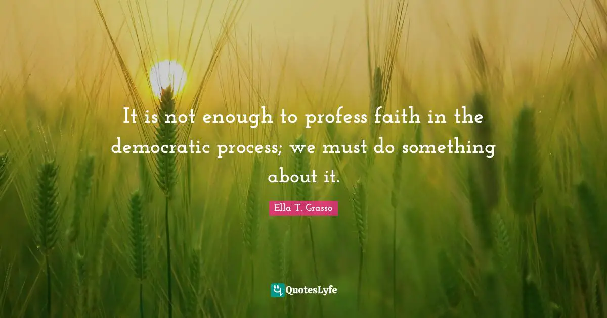 It is not enough to profess faith in the democratic process; we must do something about it.