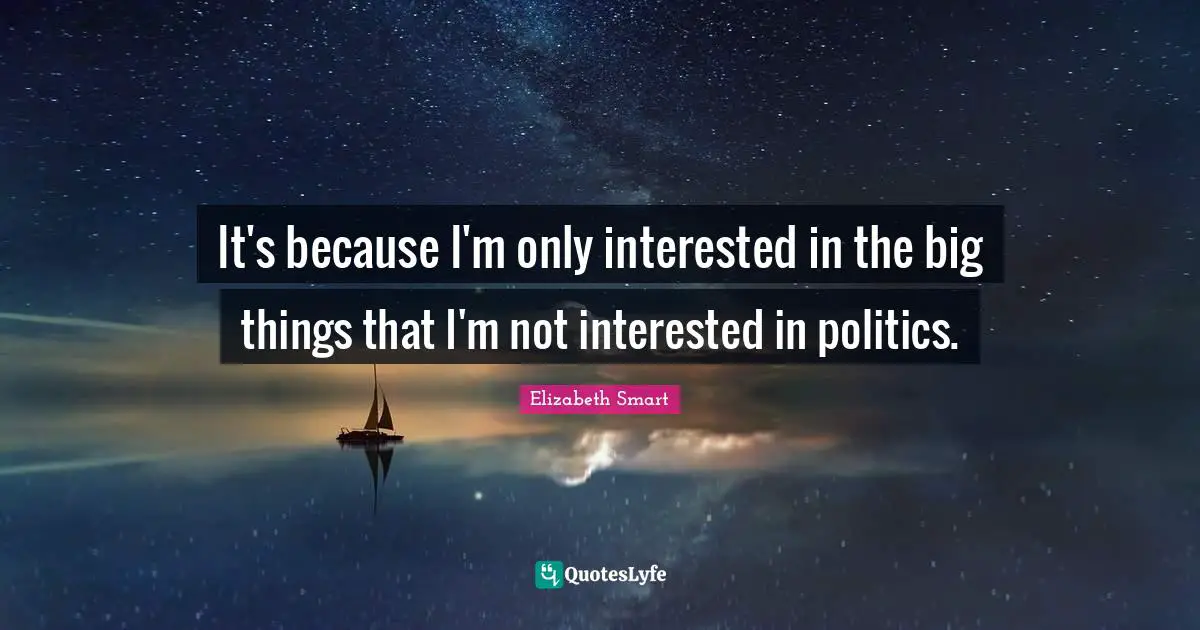 It's because I'm only interested in the big things that I'm not interested in politics.