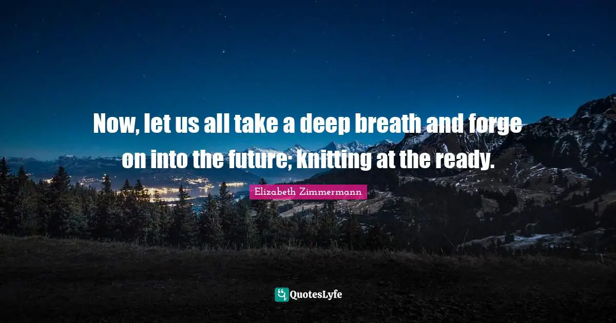 Now, let us all take a deep breath and forge on into the future; knitting at the ready.