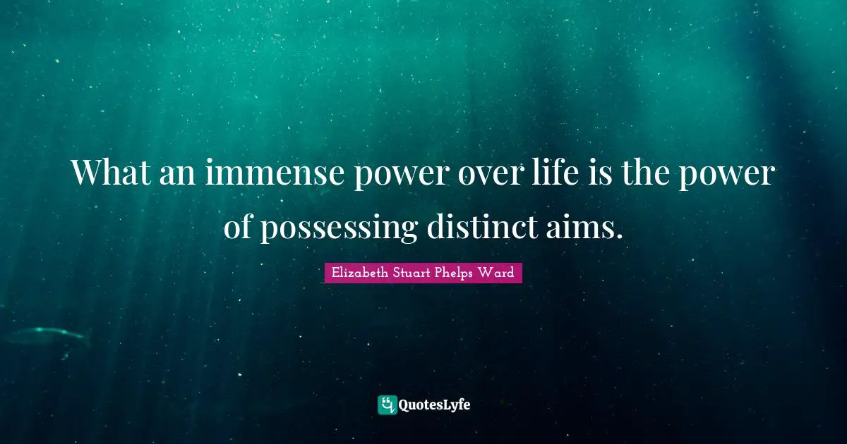 What an immense power over life is the power of possessing distinct aims.