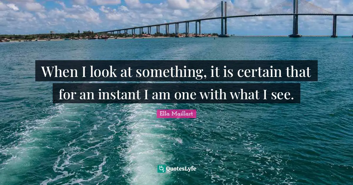 Ella Maillart Quotes: "When I look at something, it is certain that for an instant I am one with what I see."