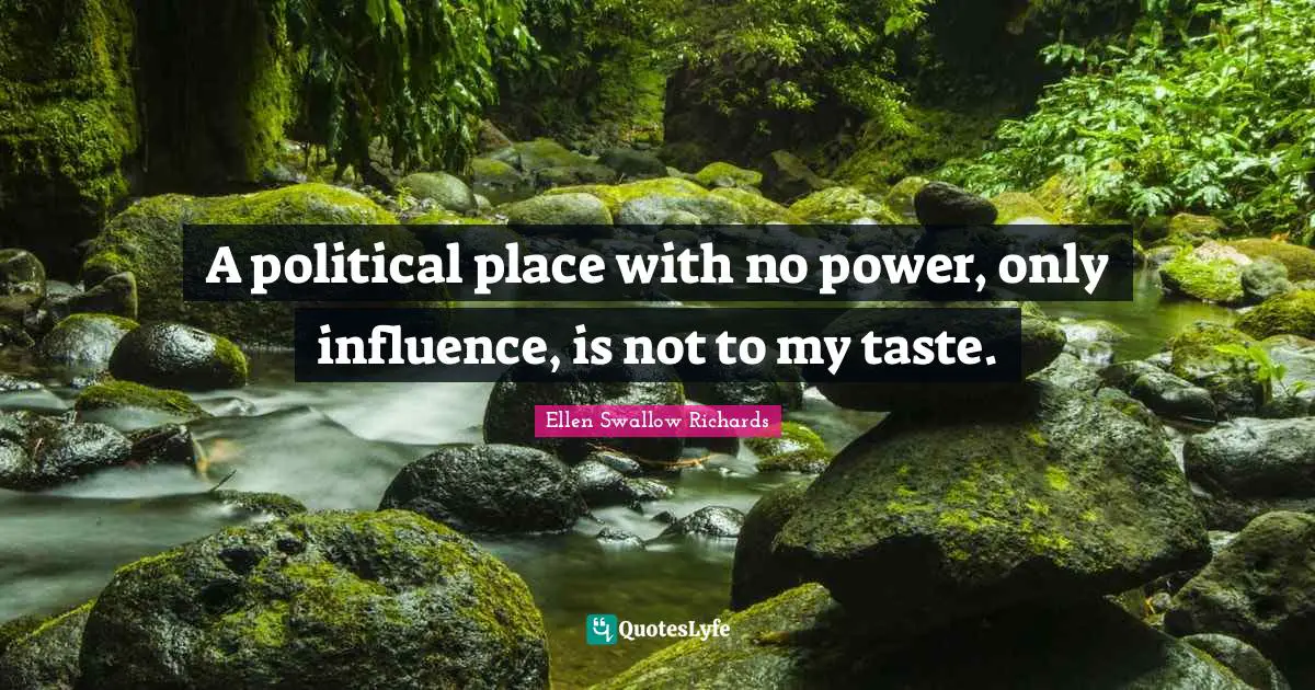 A political place with no power, only influence, is not to my taste.