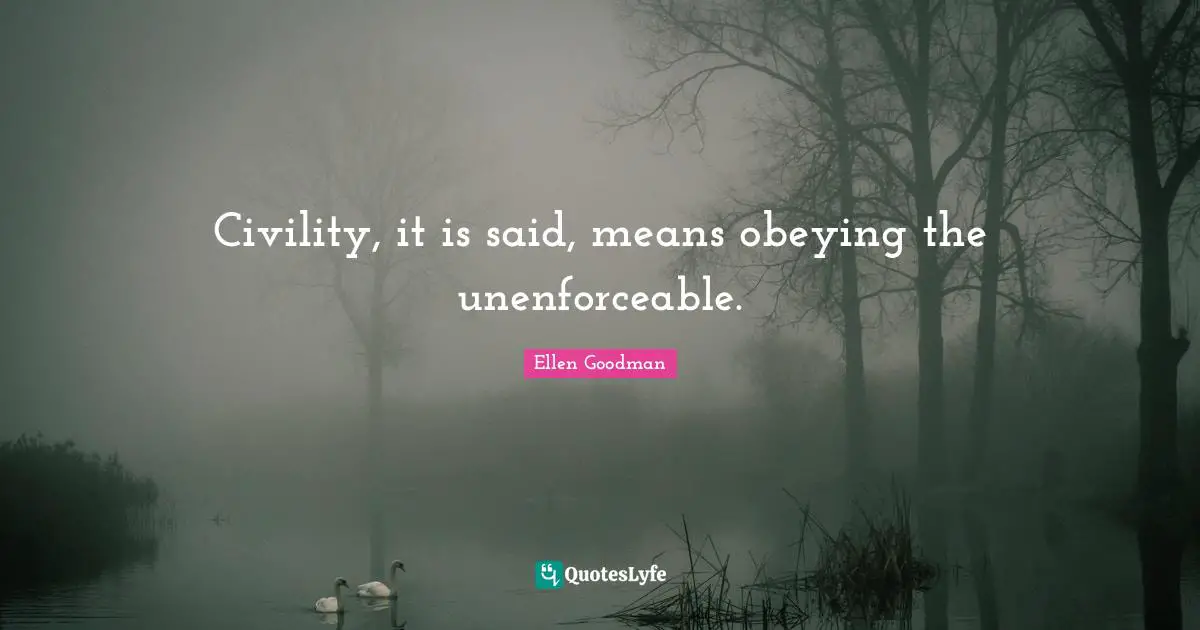 Civility, it is said, means obeying the unenforceable.
