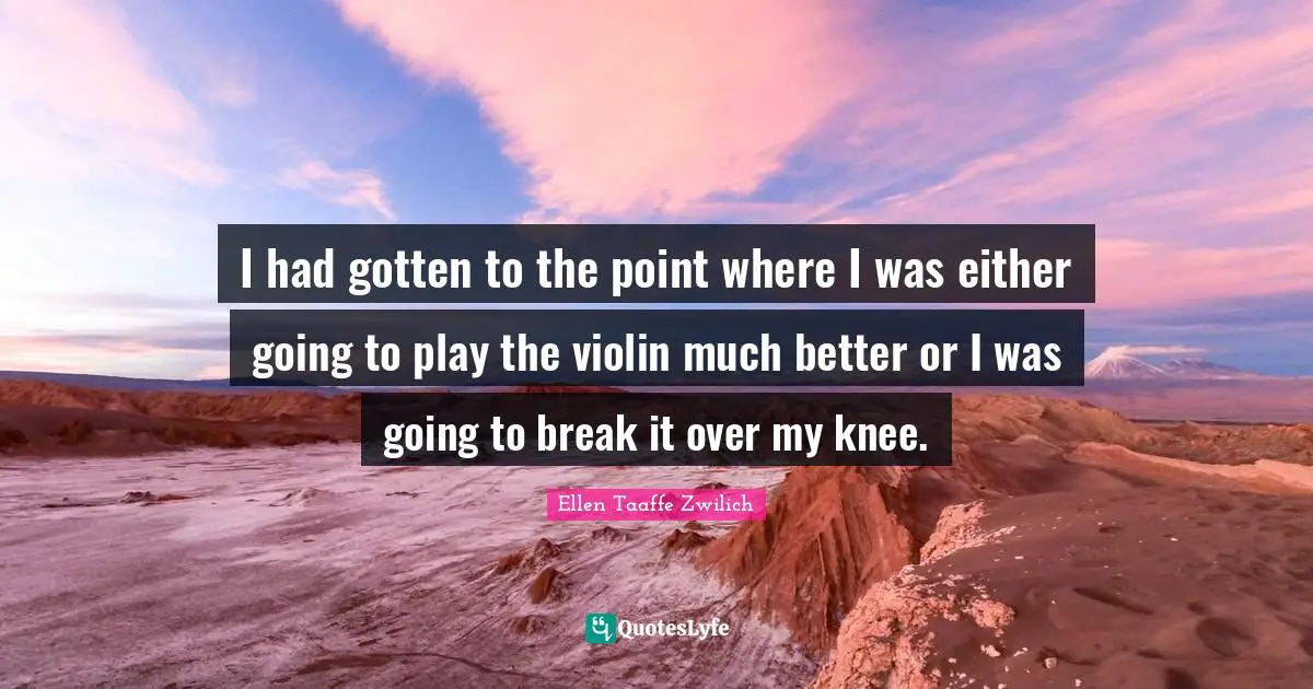 I had gotten to the point where I was either going to play the violin much better or I was going to break it over my knee.