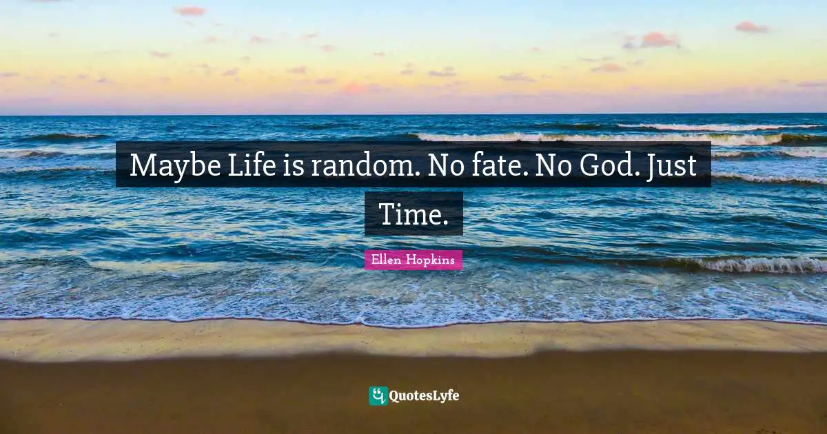 Maybe Life is random. No fate. No God. Just Time.