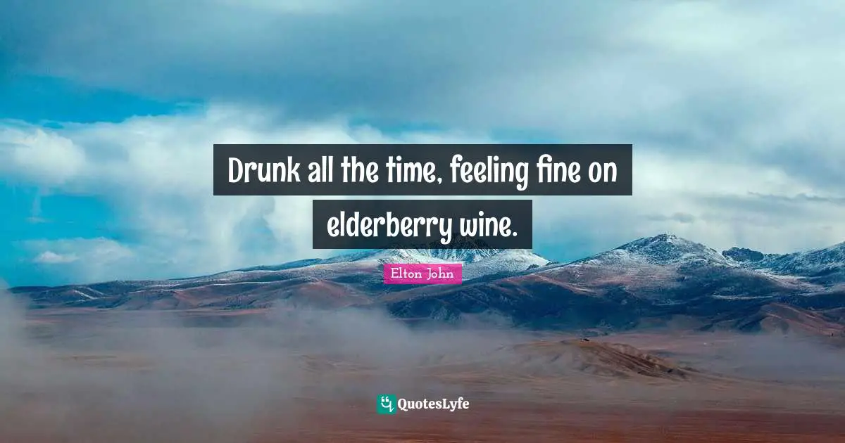 Drunk all the time, feeling fine on elderberry wine.