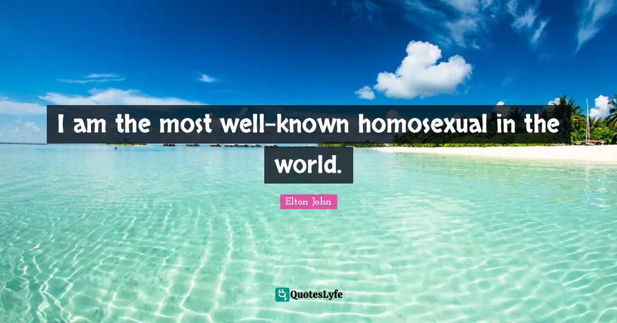 I am the most well-known homosexual in the world.