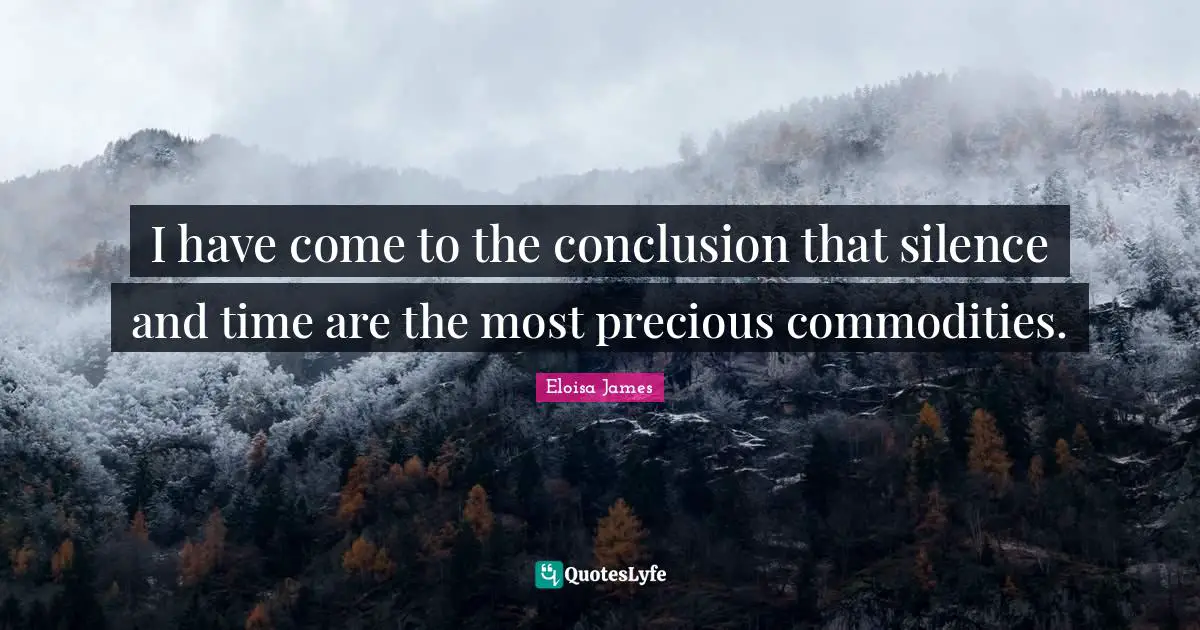 I have come to the conclusion that silence and time are the most precious commodities.