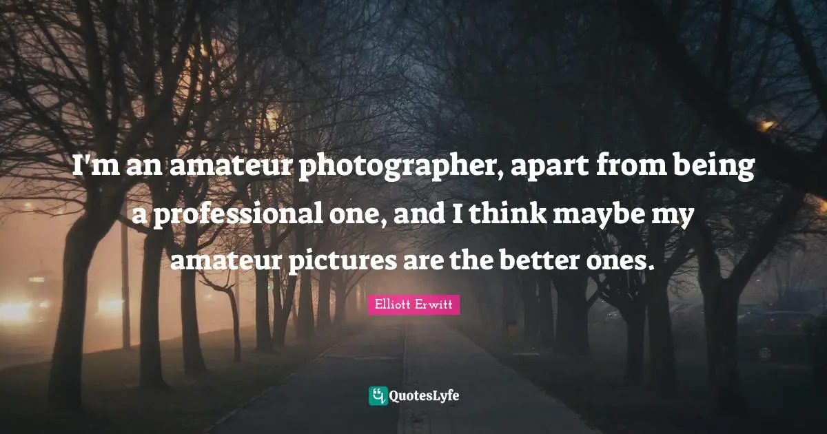 I'm an amateur photographer, apart from being a professional one, and I think maybe my amateur pictures are the better ones.