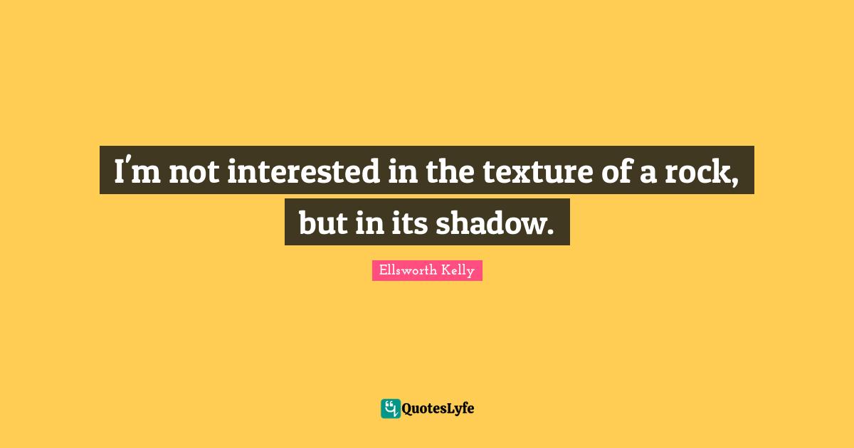 I'm not interested in the texture of a rock, but in its shadow.