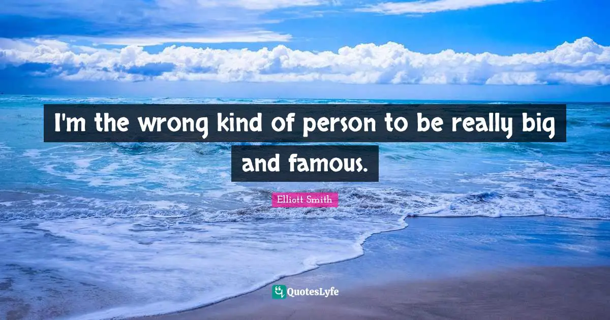 I'm the wrong kind of person to be really big and famous.