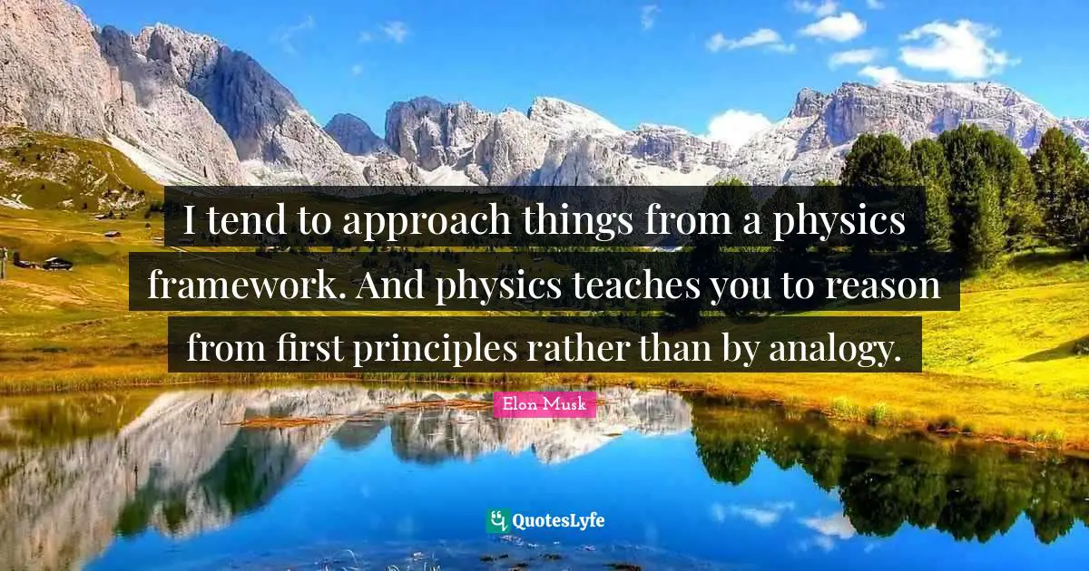 I tend to approach things from a physics framework. And physics teaches you to reason from first principles rather than by analogy.