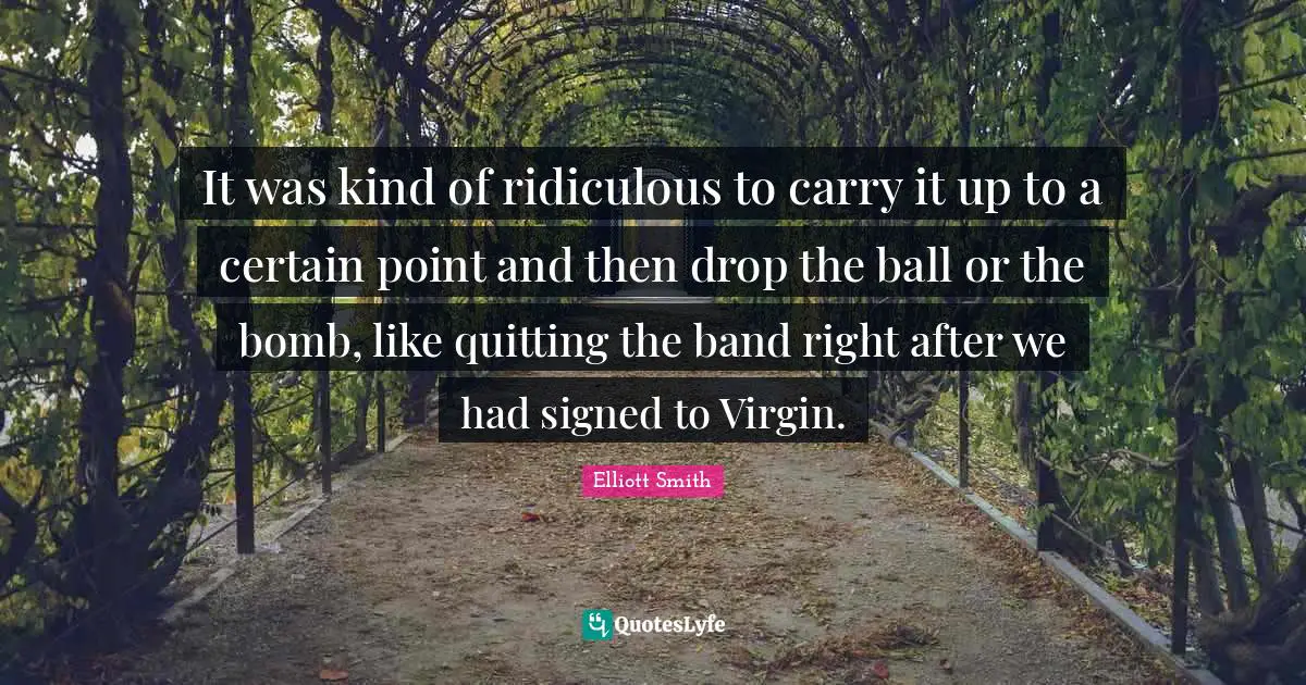 It was kind of ridiculous to carry it up to a certain point and then drop the ball or the bomb, like quitting the band right after we had signed to Virgin.
