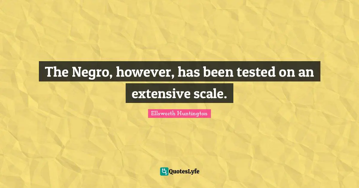 The Negro, however, has been tested on an extensive scale.