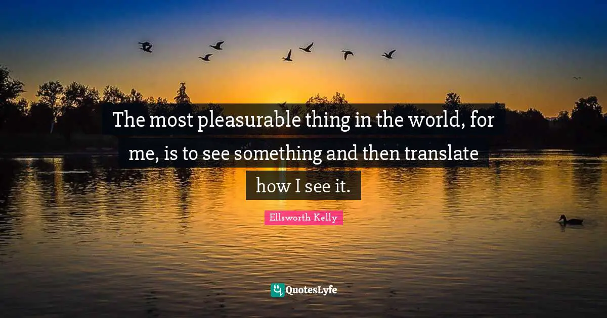 The most pleasurable thing in the world, for me, is to see something and then translate how I see it.