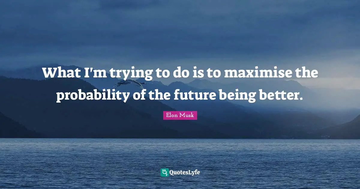 What I'm trying to do is to maximise the probability of the future being better.