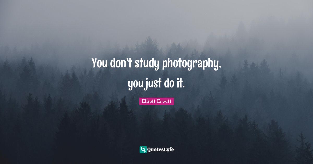 You don't study photography, you just do it.