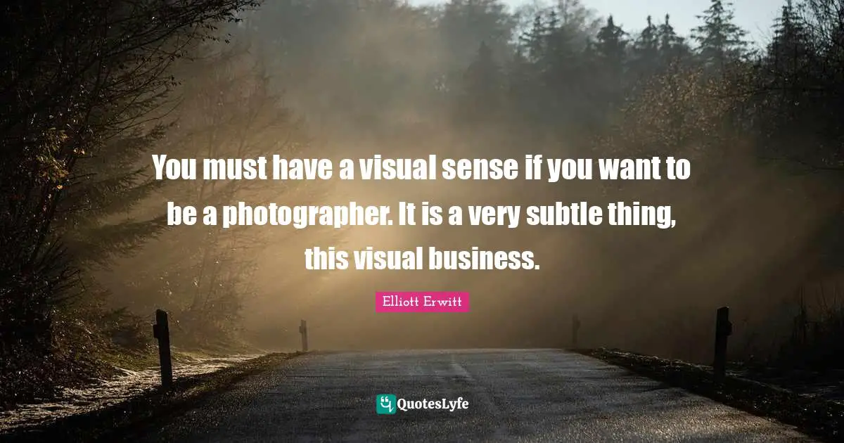 You must have a visual sense if you want to be a photographer. It is a very subtle thing, this visual business.