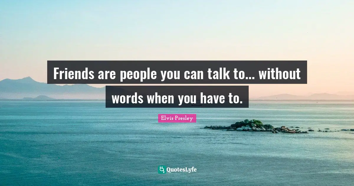 Friends are people you can talk to... without words when you have to.