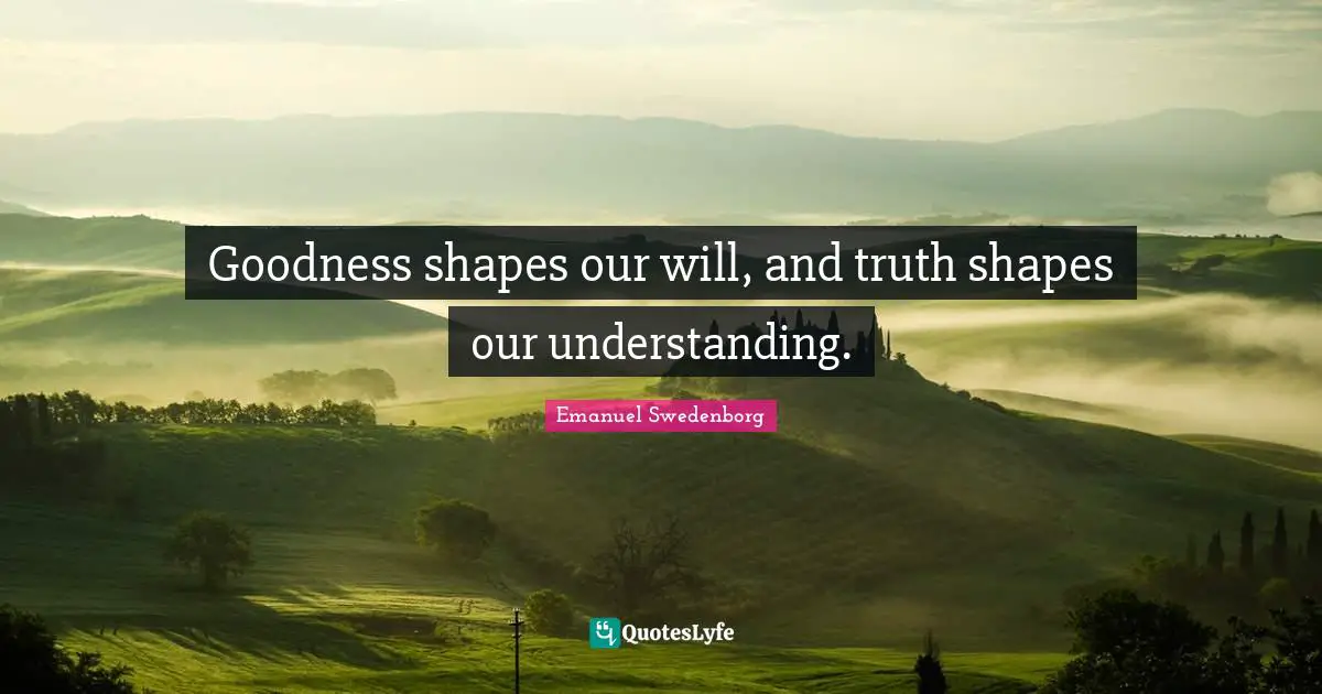 Goodness shapes our will, and truth shapes our understanding.