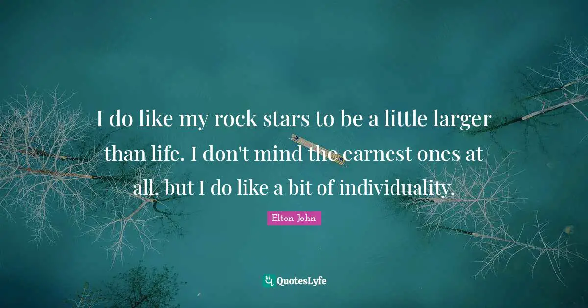 I do like my rock stars to be a little larger than life. I don't mind the earnest ones at all, but I do like a bit of individuality.