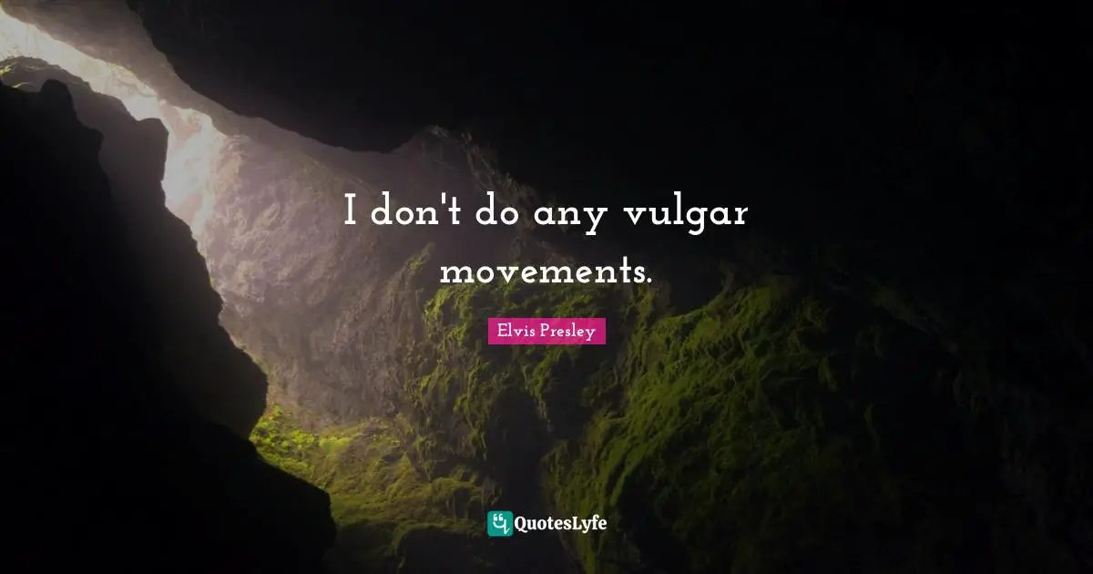 I don't do any vulgar movements.