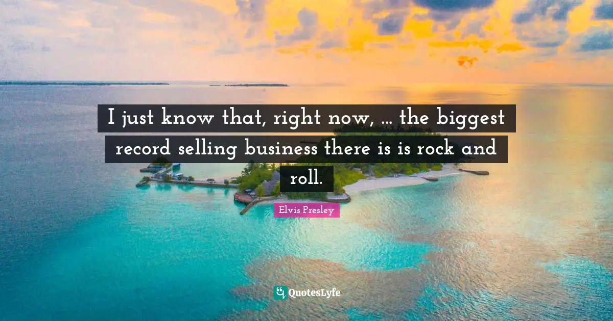 I just know that, right now, ... the biggest record selling business there is is rock and roll.
