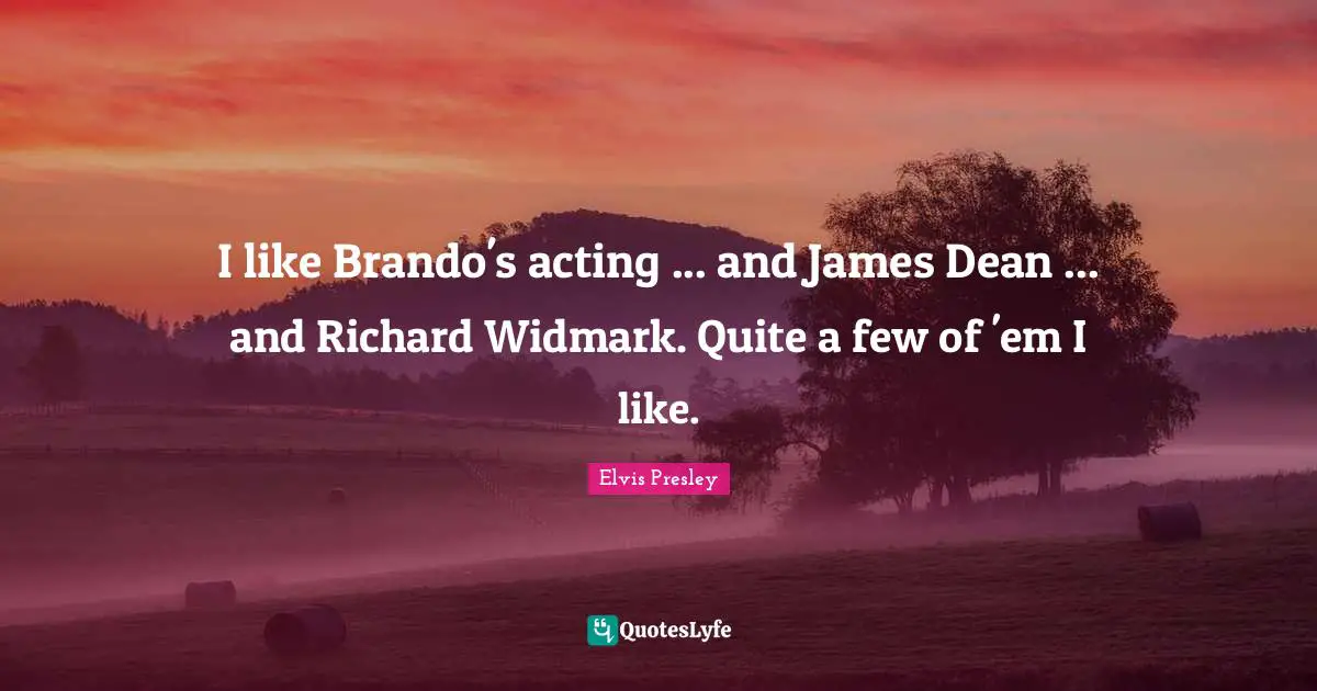I like Brando's acting ... and James Dean ... and Richard Widmark. Quite a few of 'em I like.