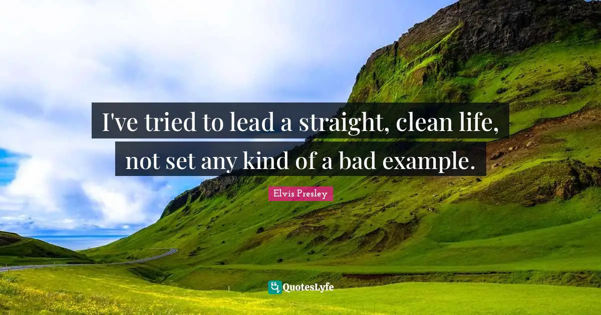 I've tried to lead a straight, clean life, not set any kind of a bad example.