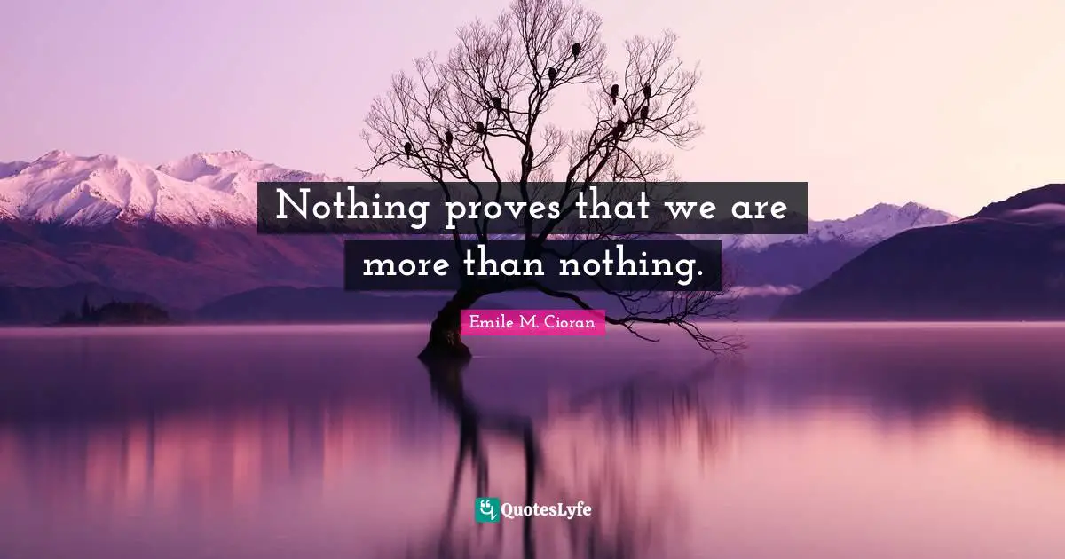 Nothing proves that we are more than nothing.