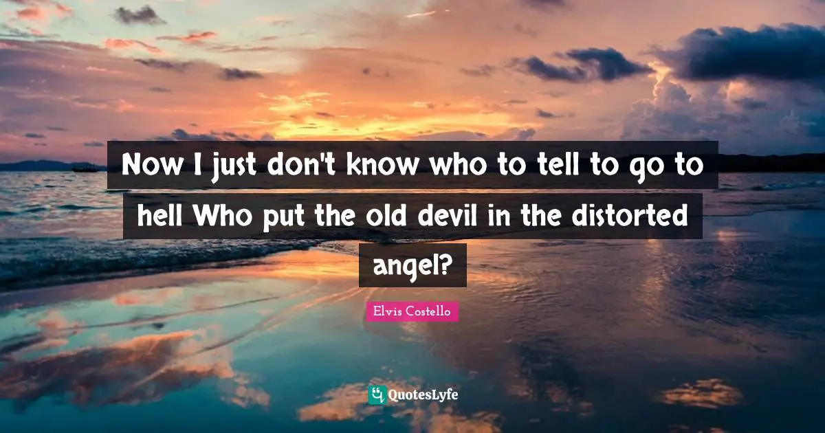Now I just don't know who to tell to go to hell Who put the old devil in the distorted angel?