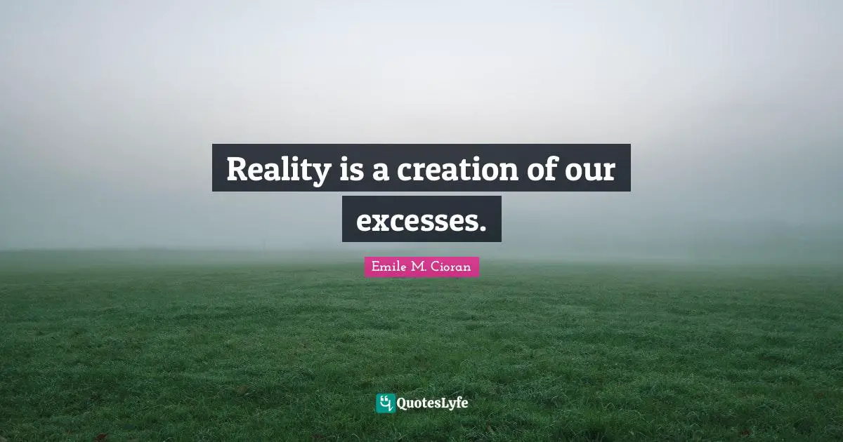 Reality is a creation of our excesses.