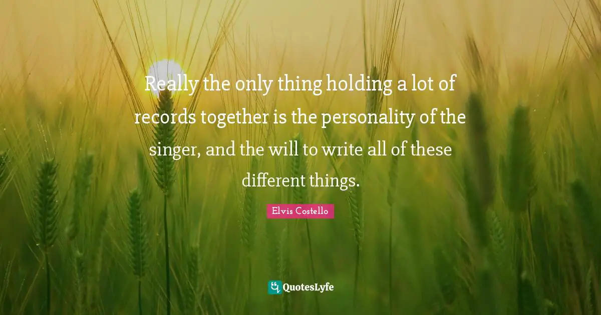 Really the only thing holding a lot of records together is the personality of the singer, and the will to write all of these different things.