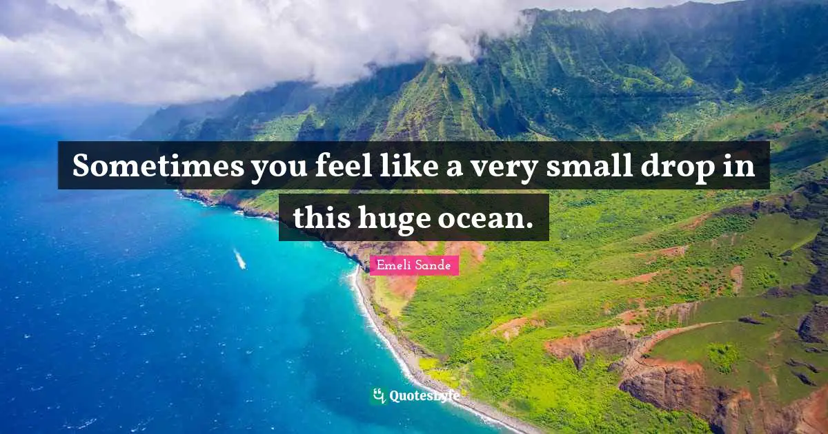 Sometimes you feel like a very small drop in this huge ocean.