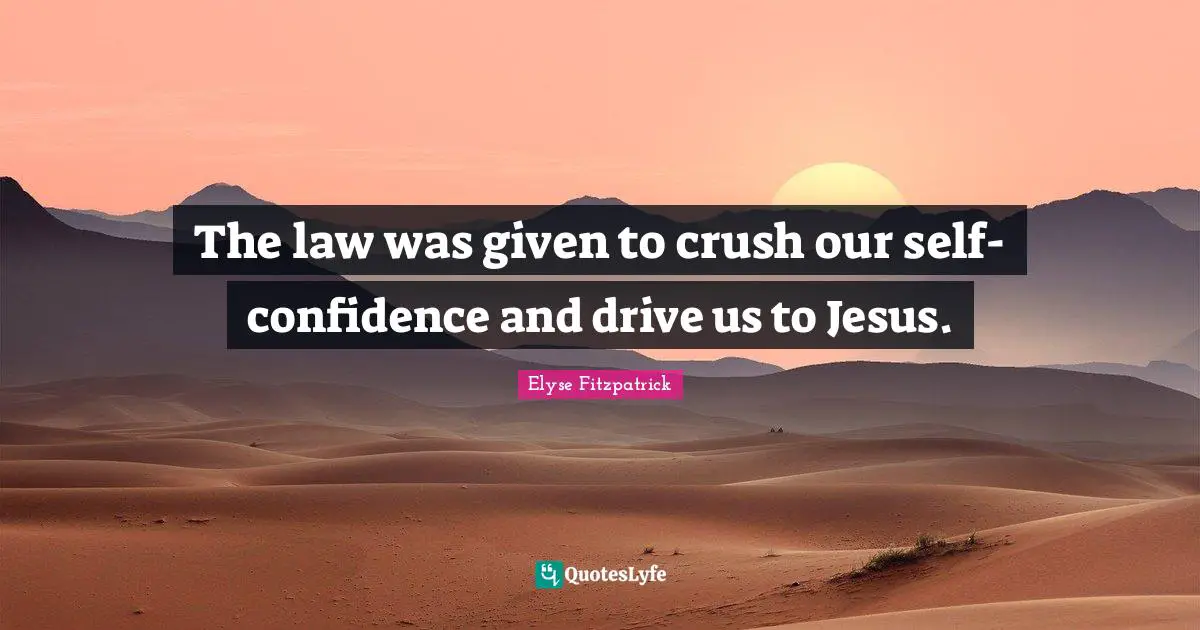 The law was given to crush our self-confidence and drive us to Jesus.