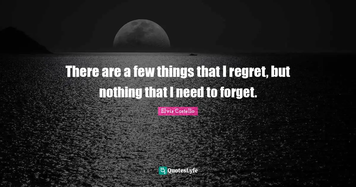 There are a few things that I regret, but nothing that I need to forget.