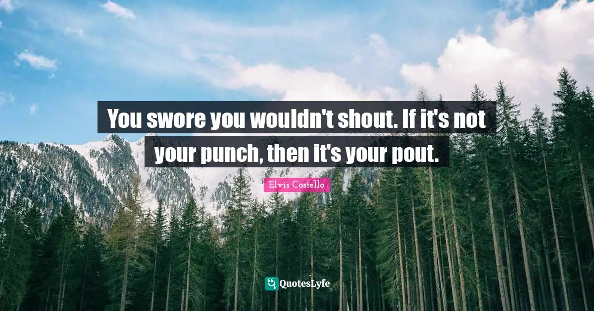 You swore you wouldn't shout. If it's not your punch, then it's your pout.