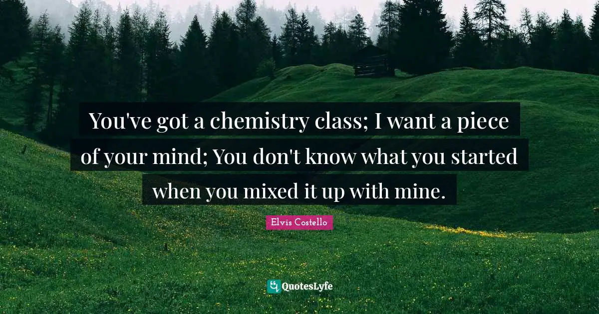You've got a chemistry class; I want a piece of your mind; You don't know what you started when you mixed it up with mine.